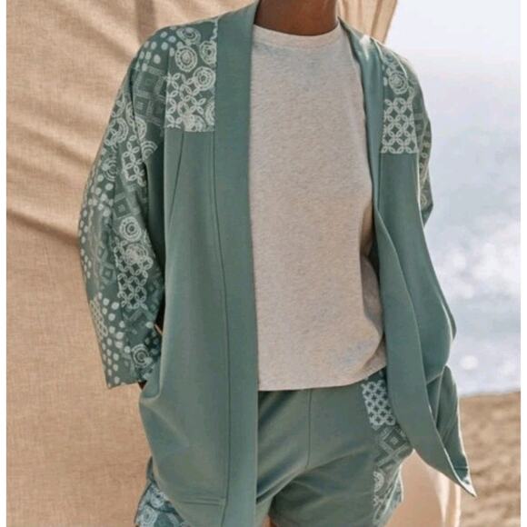 Garnet Hill NEW Green 3/4 Dolman Sleeve French Terry Kimono Relaxed Cardigan S - Picture 16 of 16